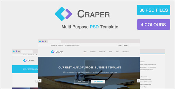 Product preview supplied for Craper - Multi-Purpose PSD Template