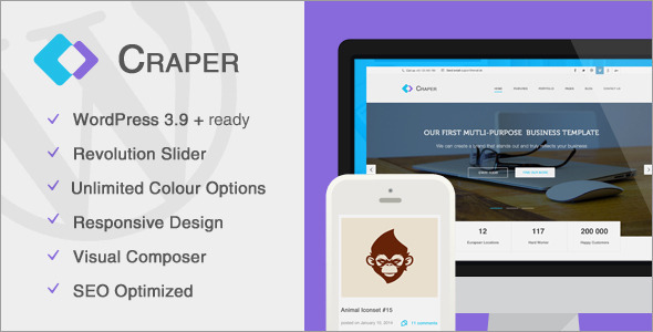 Preview image for Craper - Responsive Business WordPress Theme