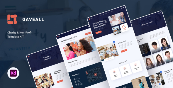 Gaveall - Nonprofit & Charity Web UI Kit for Adobe XD product preview