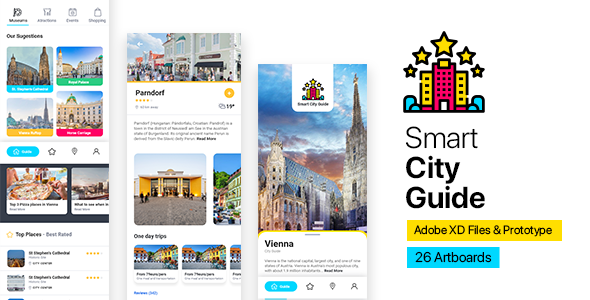 Smart City Guide - XD Mobile App & Prototyping product preview