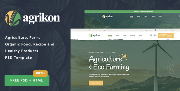Agrikon - PSD Template For Agriculture Farm & Farmers listing image