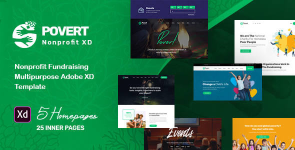 Povert - Nonprofits Charity Adobe XD Template