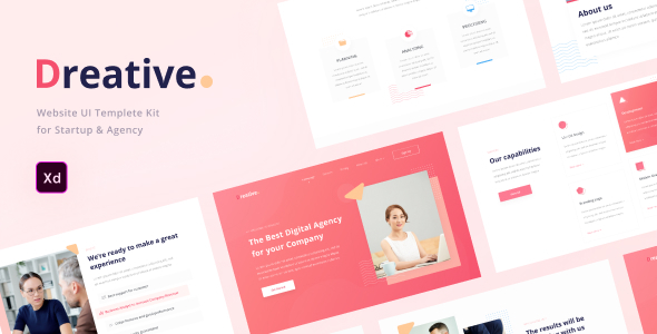 Preview image for Dreative | Startup & Business Web UI Kit for Adobe XD