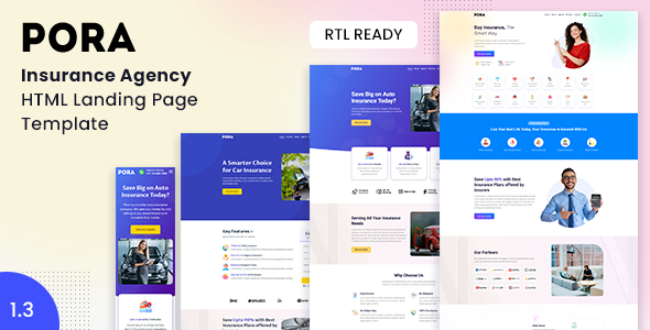 Pora - Insurance Agency HTML Landing Page Template