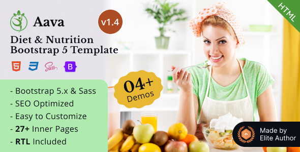Aava - Healthy Diet & Nutrition Bootstrap 5 Template listing image