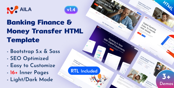 Aila - Banking Finance & Money Transfer Bootstrap 5 Template listing image