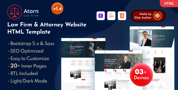 Atorn - Law Firm & Attorney Website Bootstrap 5 Template listing image