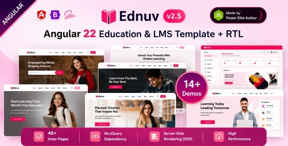 Ednuv - Angular 22 Education LMS & Online Courses Template listing image