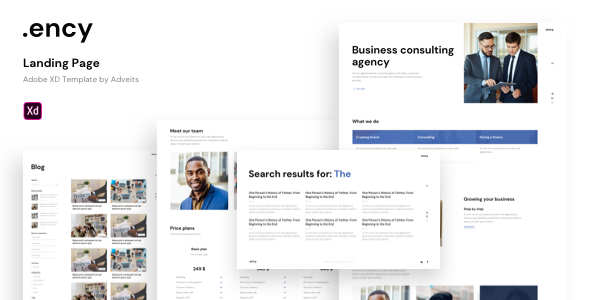 Ency - Landing page Adobe XD Template
