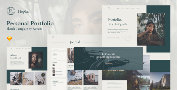 Preview image for Hophia - Personal Portfolio Sketch Template