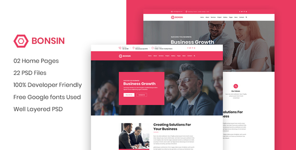 Bonsin -  Business Website PSD Template