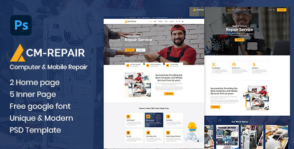 CM-Repair - Computer and Mobile Repair Store PSD Template