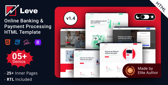 Product preview supplied for Leve - Online Banking & Payment Processing Bootstrap 5 Template