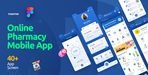Panthó | Online Medicine Purchase Mobile App and Landing Page Figma Template