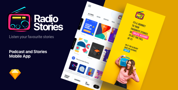 RadioStory | A Podcast Mobile App Sketch Template product preview