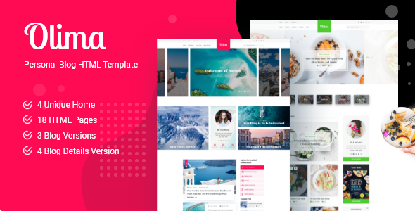 Olima - Personal Blog HTML Template