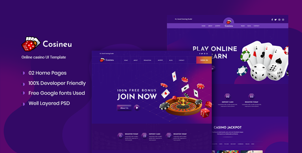 Cosineu - Neumorphic Online Casino  UI Template