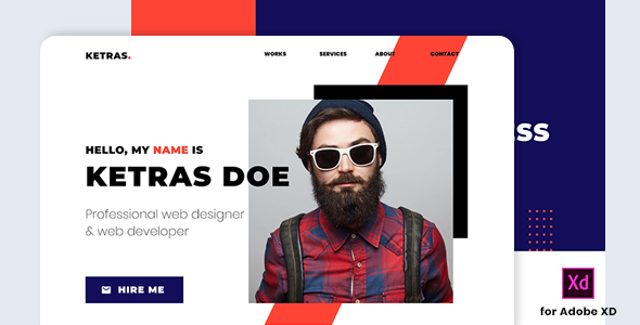 Ketras - Personal Portfolio Template for Adobe XD