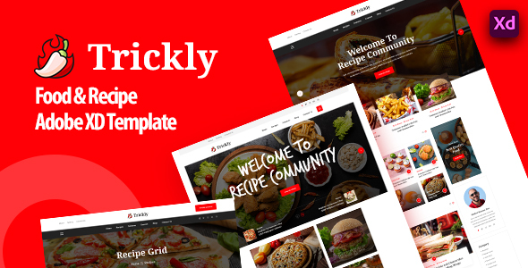 Trickly | Recipe Blog Adobe XD Template