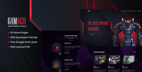 Gamneu - Neumorphic Online game  UI Template
