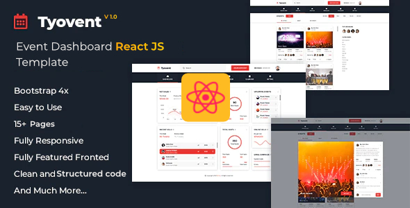 Product preview supplied for Tyovent - Event Management Dashboard Reactjs Template