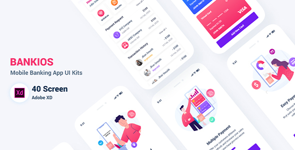 Bankios -  Mobile Banking App UI Kit for Adobe XD listing image