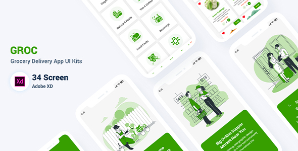 Groc - Grocery Delivery Adobe XD Template product preview