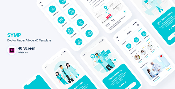 Symp – Doctor Finder Adobe XD Template listing image