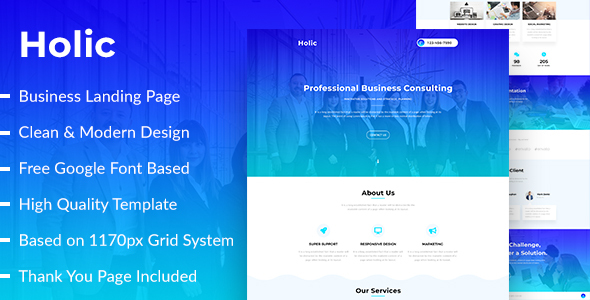 Holic - Lead Generation PSD Landing Page Template