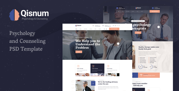 Qisnum - Psychology & Counseling PSD Template