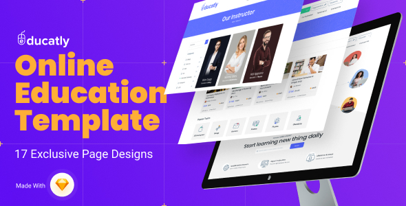 Educatly | E-Learning Website Sketch Template product preview