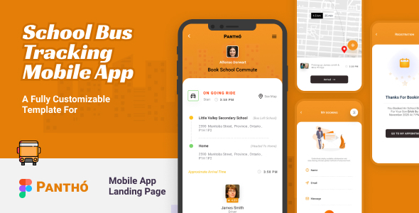 Panthó | School Bus Tracking Figma Template product preview