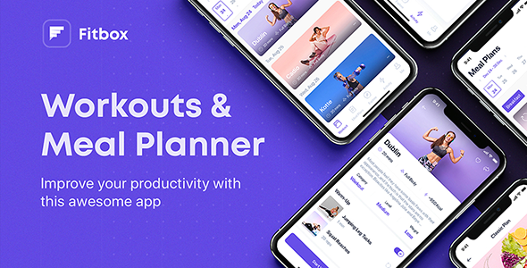 Fitbox - Workouts & Meal Planner UI Kit for Sketch
