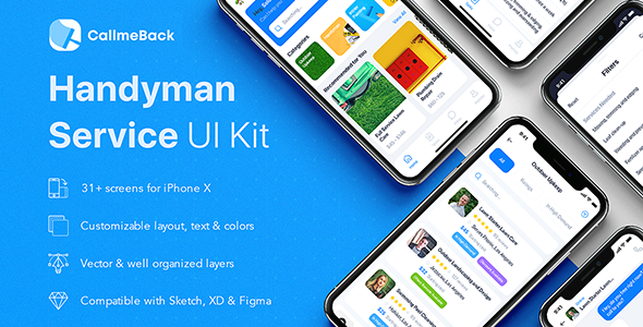 CallmeBack - Handyman Service UI Kit for Sketch