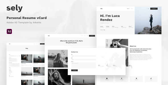 Sely - Personal Resume vCard Adobe XD Template product preview