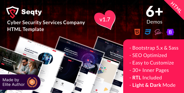 Seqty - Cyber Security Services Company HTML Template listing image