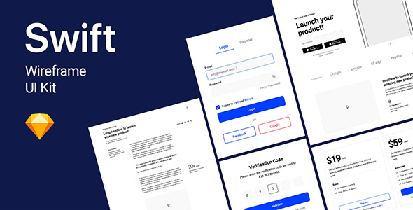 Swift - Wireframe Powerful Kit for Sketch