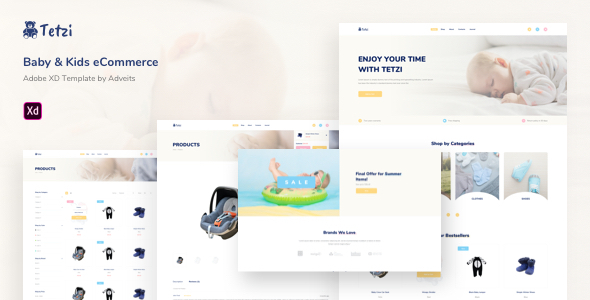 Tetzi - Baby & Kids eCommerce Adobe XD Template listing image