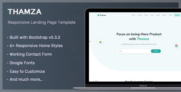 Thamza - Responsive Landing Page Template