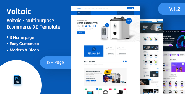 Voltaic - Multipurpose Ecommerce PSD Template product preview