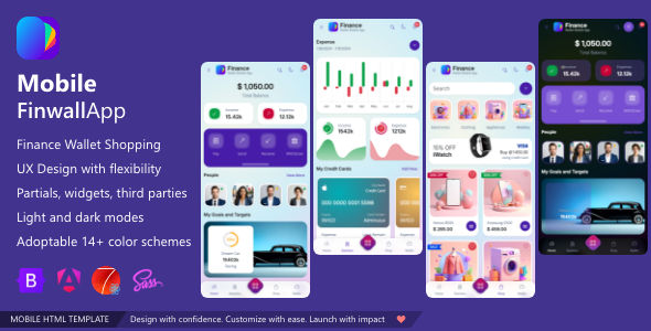 Finwallapp Finance Wallet Mobile HTML template Bootstrap 5 Angular 21 Framework7 product preview