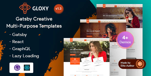 Gloxy - Gatsby React Multipurpose Portfolio Landing Template