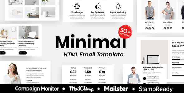 Minimal Agency - Multipurpose Responsive Email Template 30+ Modules Mailchimp listing image