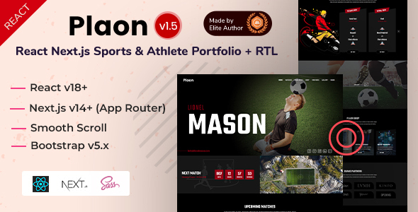 Plaon - React Nextjs 14+ Sports & Athlete Personal Portfolio Template