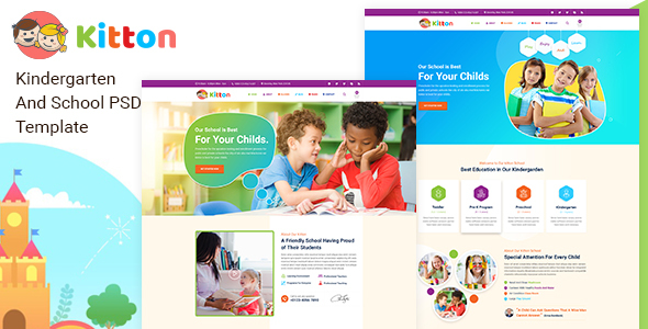 Kitton - Kids, Kindergarten And Pre-School PSD Template
