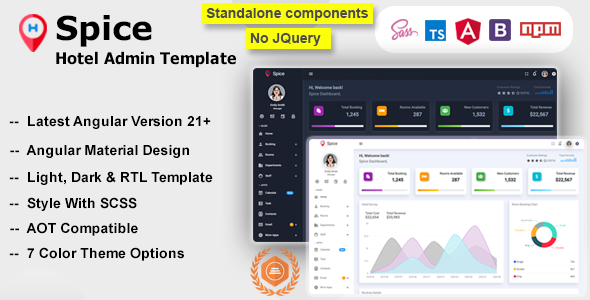 Spice - Angular 21+ Hotel Admin Dashboard Template