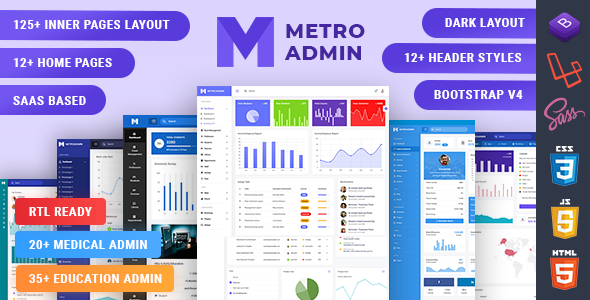 MetroAdmin - Bootstrap, Laravel & React Admin Dashboard Template product preview