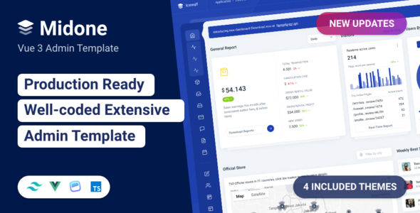 Midone - Tailwind CSS Vuejs 3 Admin Dashboard Template