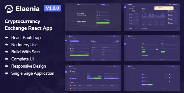 Elaenia - Cryptocurrency Exchange Dashboard React + Nextjs App