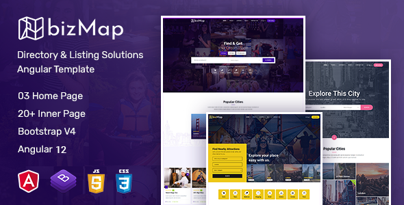 Preview image for BizMap - Directory Listing Angular 12 Template